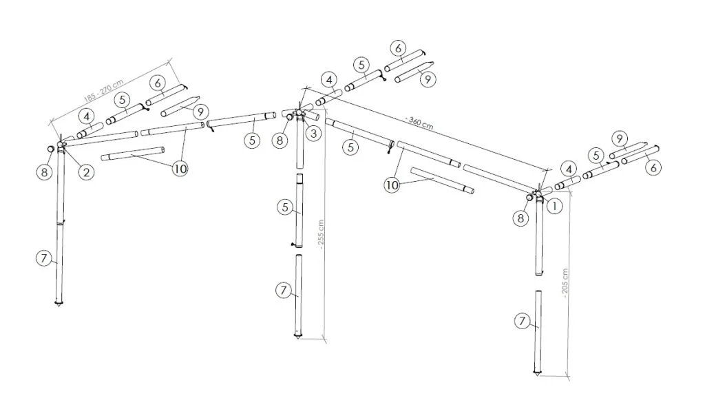 Luifelframe caravan- en voortentluifel Ø28 Q-GR aluminium