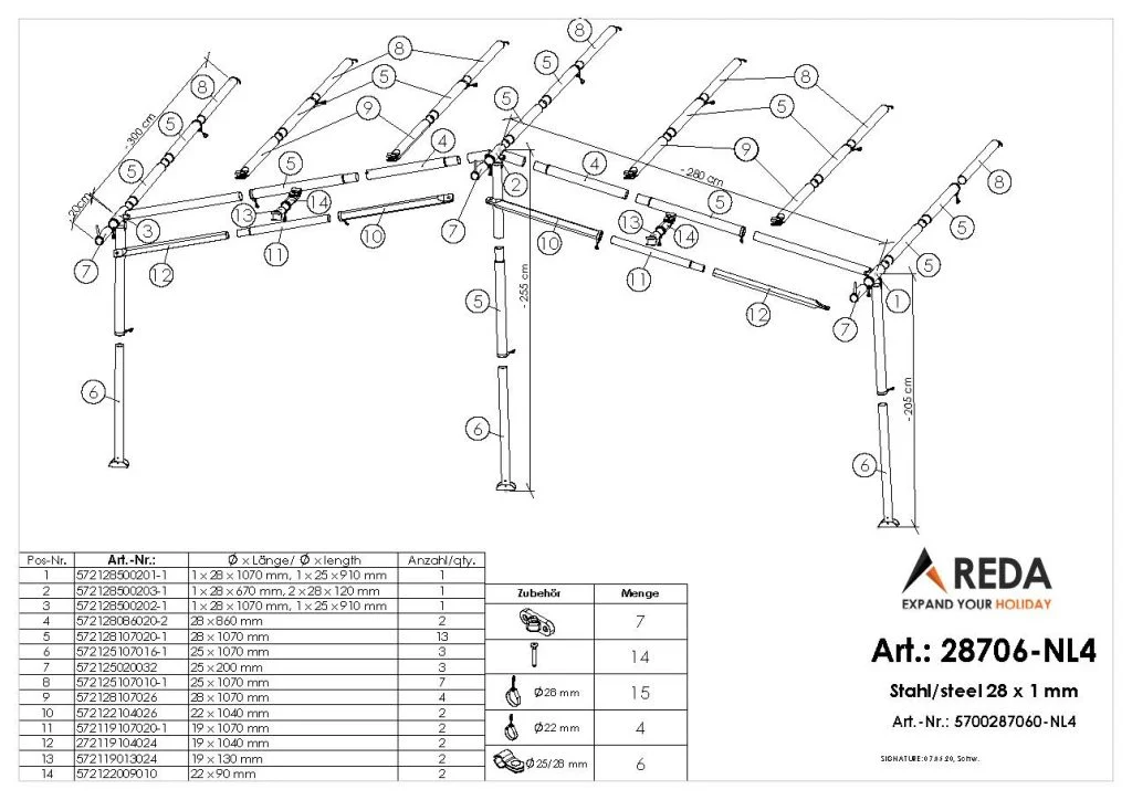 Voortentframe Green 300 Ø28mm staal m14 -19